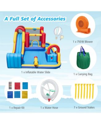 7 in 1 Outdoor Inflatable Bounce House with Water Slides and Splash Pools with 750W Blower