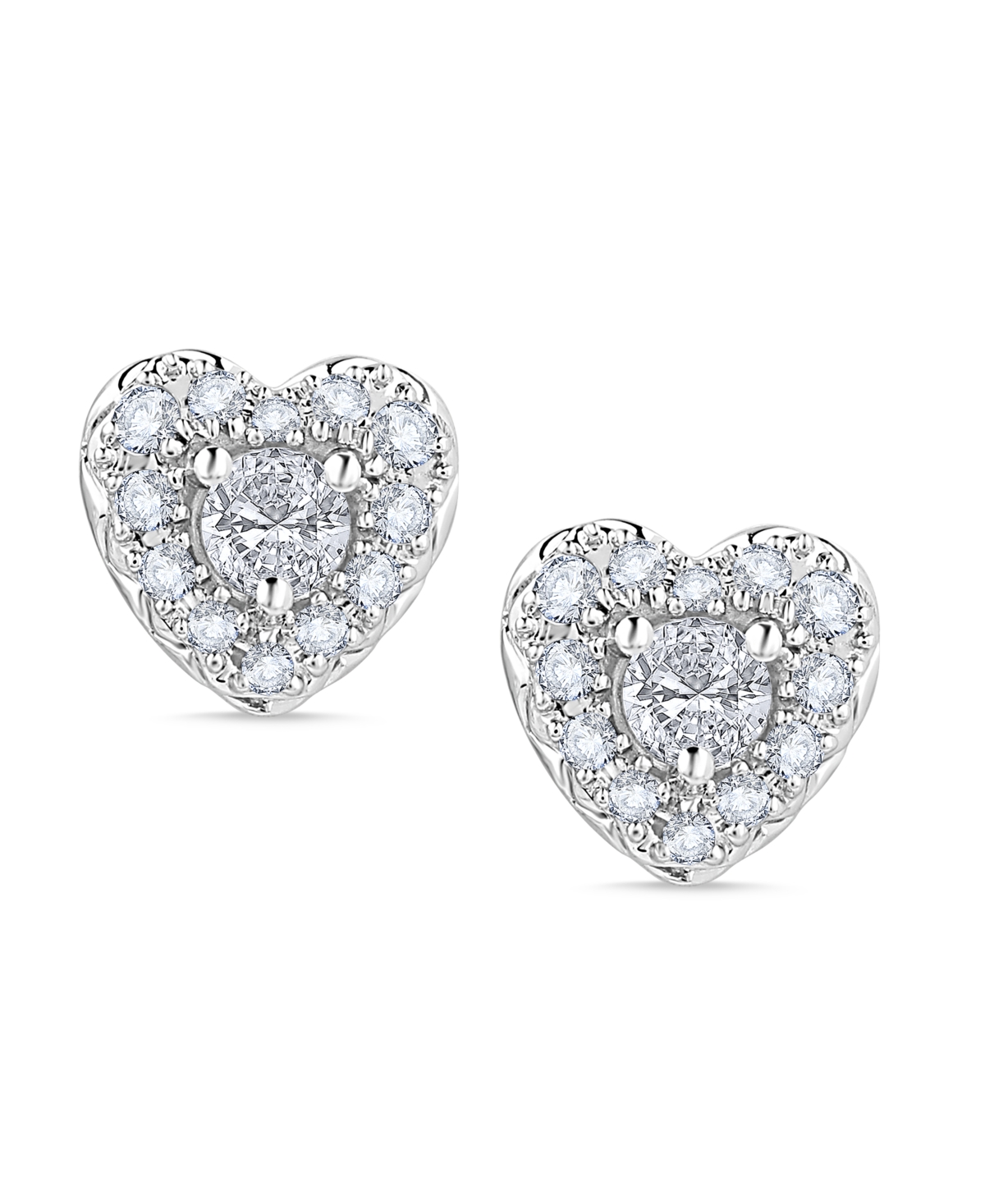 Macy's Diamond Heart Shape Halo Stud Earrings (1/2 ct. t.w.) in 10k White Gold