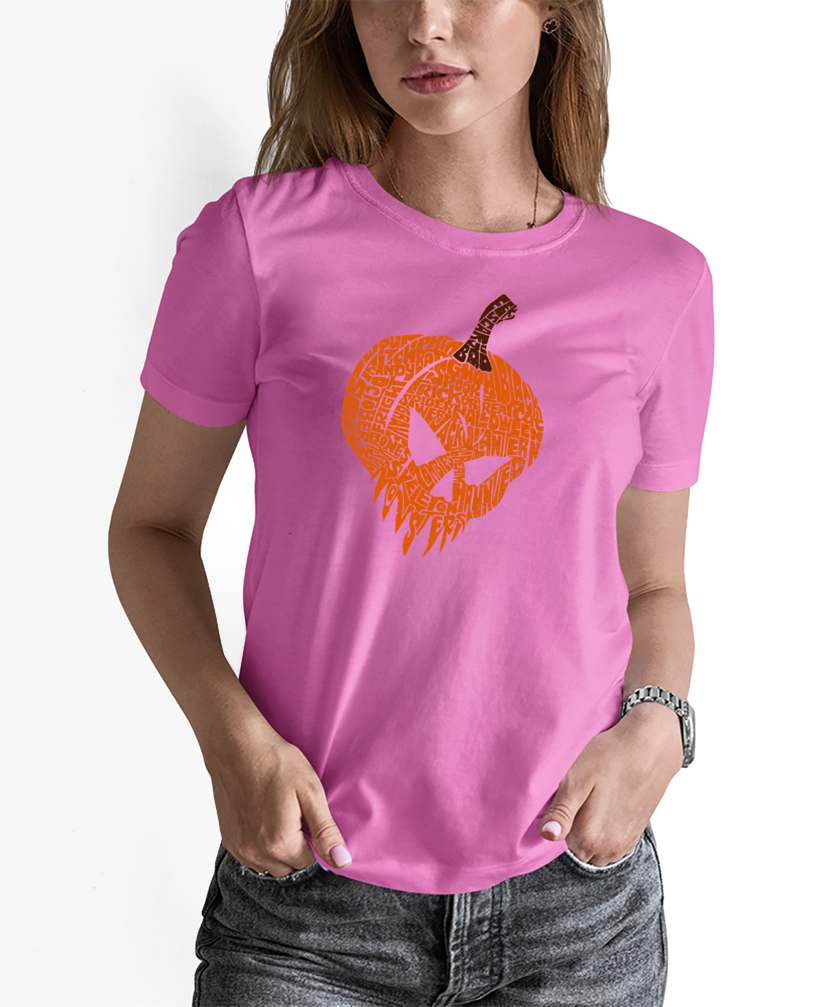 La Pop Art Women's Evil Pumpkin Word Art Long Sleeve T-shirt In Multi
