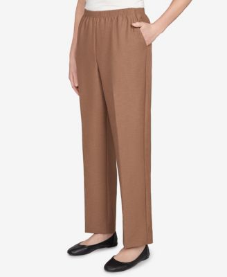 Plus Size Classic Signature Fit Textured Trousers Pants with All-Around Elastic Waistband
