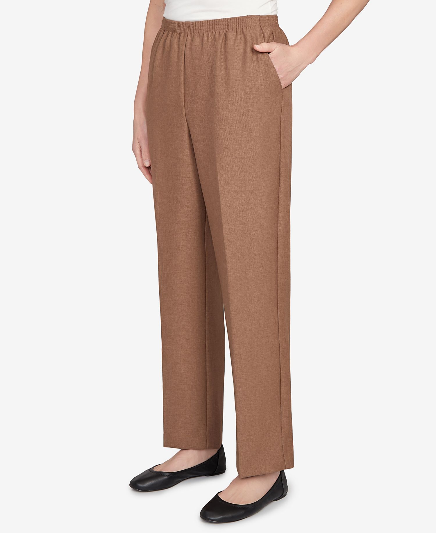 Plus Size Classic Signature Fit Textured Trousers Pants with All-Around Elastic Waistband