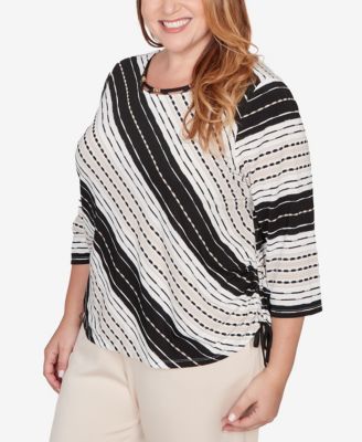 Plus Size Seville Embellished Diagonal Textured Stripe Top
