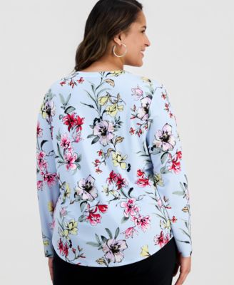Plus Size Split-Neck Top, Macy's Exclusive