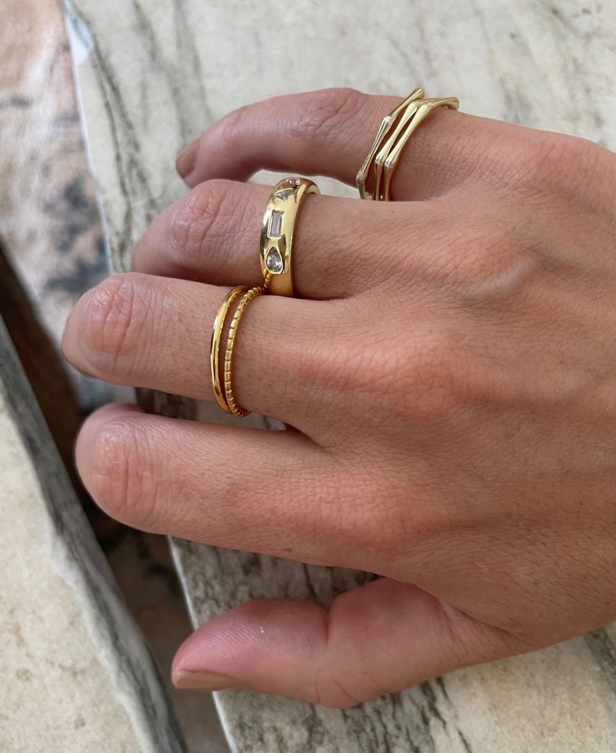 Adornia Gold-Tone Water-Resistant Stacking Ring Set
