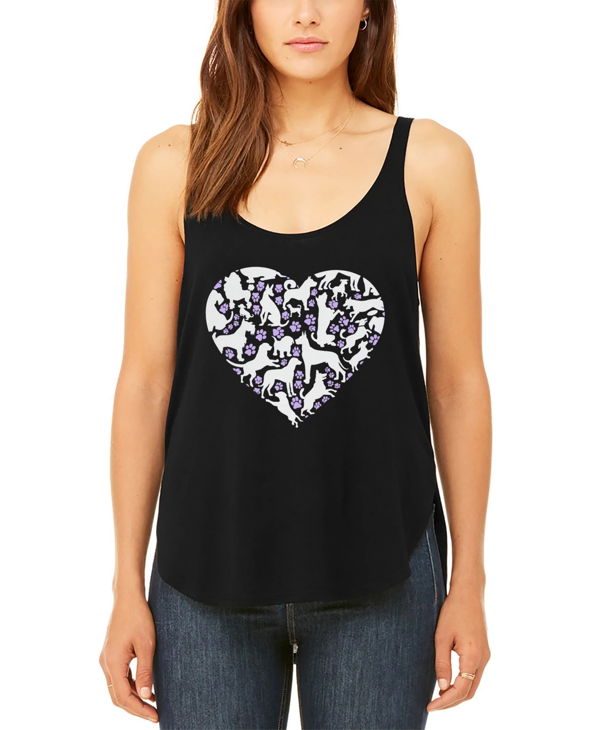 La Pop Art Women's Dog Heart Premium Word Flowy Tank Top