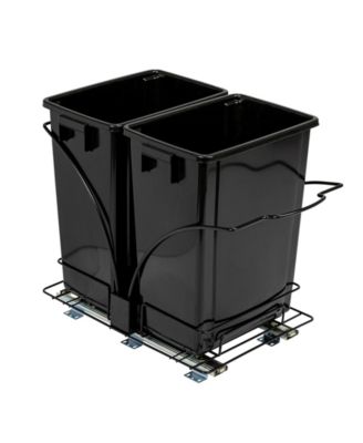 Glidez Steel Pull-Out Double 9 Gallon Plastic Trash Cans, Black
