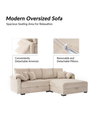 Brandee 2 - Piece Reversible Corduroy Sectional Sofa Chaise with Storage