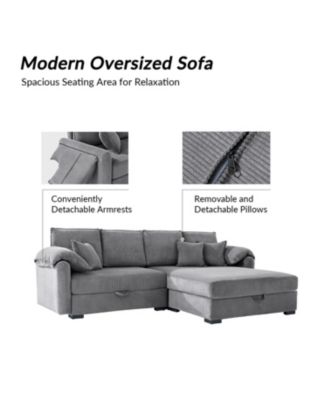 Brandee 2 - Piece Reversible Corduroy Sectional Sofa Chaise with Storage