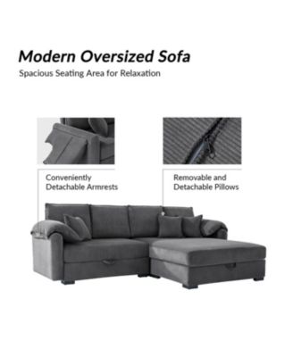 Brandee 2 - Piece Reversible Corduroy Sectional Sofa Chaise with Storage