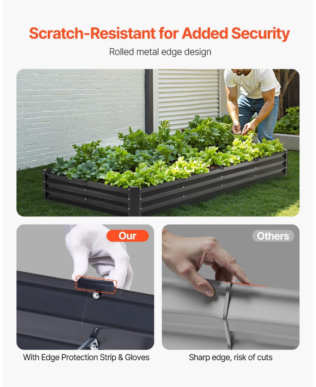 Slickblue Metal Raised Garden Bed, Galvanized Outdoor Planter Box