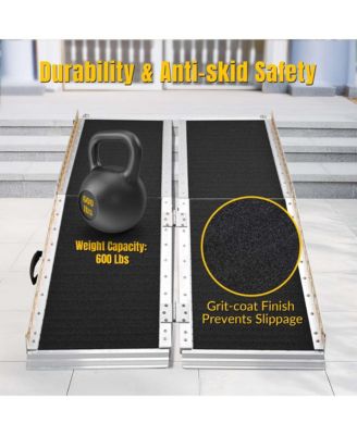 Portable Wheelchair Ramp Aluminum 5FT Folding Anti-slip 600LBS Capacity for Threshold Doorways