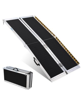 Portable Wheelchair Ramp Aluminum 5FT Folding Anti-slip 600LBS Capacity for Threshold Doorways