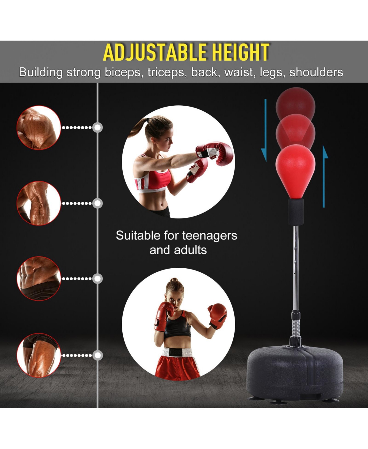 Soozier Boxing Ball Set Punching Free-Sd Spring Speed Stable Base Suction Cup