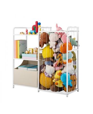 2-Tier Kids Bookshelf with 4 Cubbies for Toy Storage