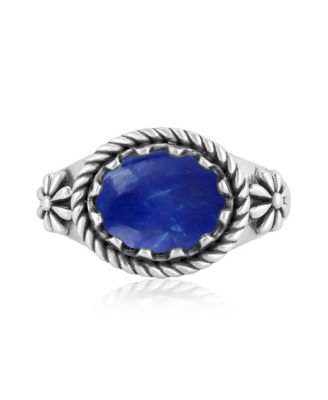 Sterling Silver Lapis East West Ring, Sizes 5 to 11