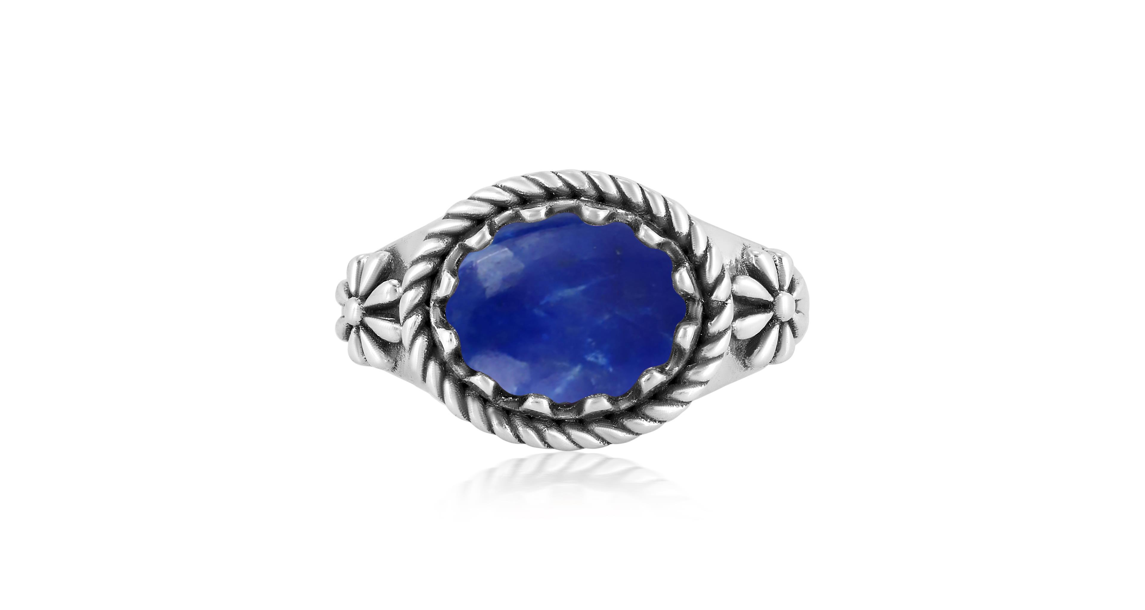 American West Jewelry Sterling Silver Lapis East West Ring