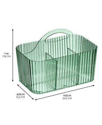 4-Section Fluted Storage Caddy Organizer with Handle - Sand Brown
