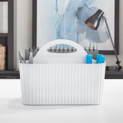 4-Section Fluted Storage Caddy Organizer with Handle - Sand Brown