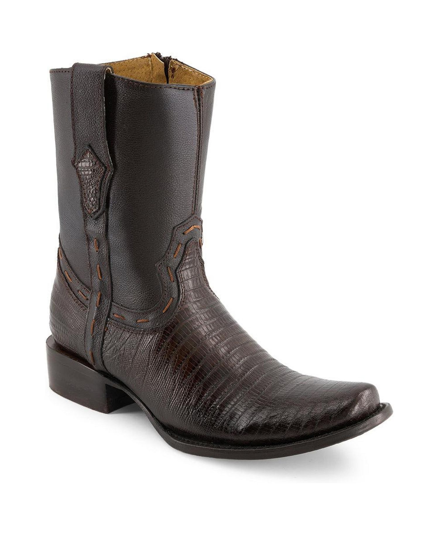 Men's Leather Cowboy Boots with Square Toe