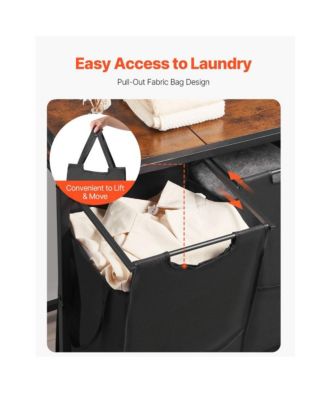 Laundry Sorter Cart with 4 Bags, Metal Frame, and Wood Top