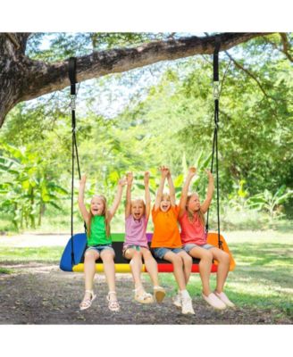 60 Inches Platform Tree Swing Outdoor with 2 Hanging Straps-Multicolor