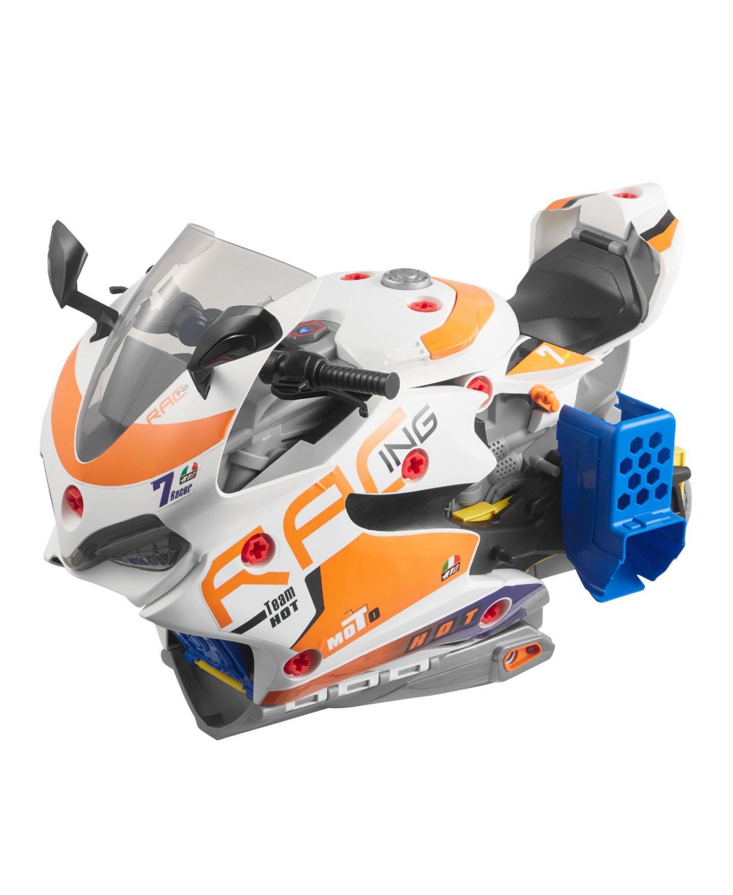 Детские игрушки Mecale Motorcycle Engine 6-in-1 Transforming 25-Piece Toy with Lights & Sounds, цвет: Синий — фото 10