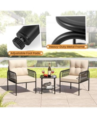 3 Pieces Outdoor Rattan Furniture Conversation Set