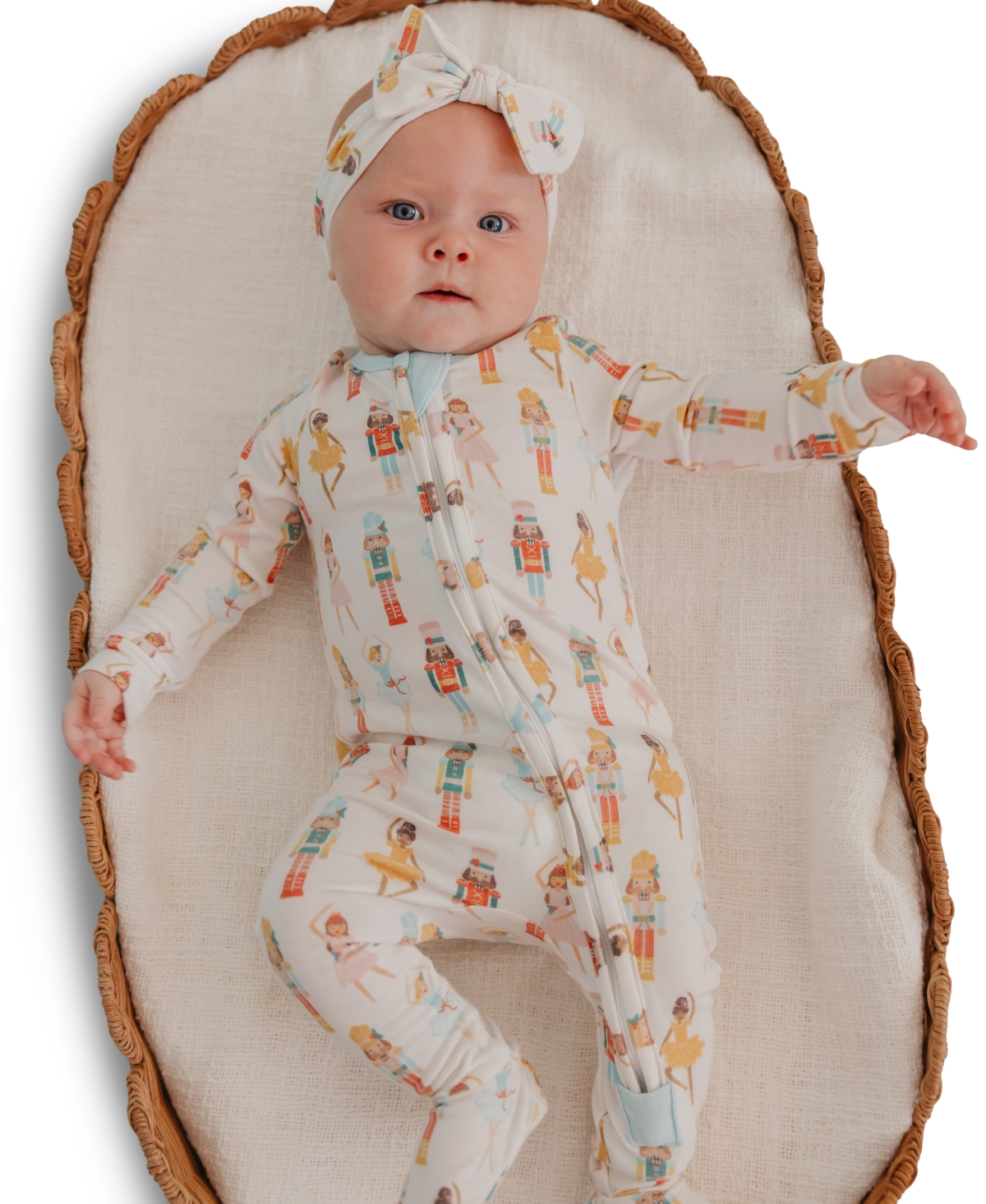 Copper Pearl Baby Girls' Juliet Printed Zip-Up Footed Pajamas