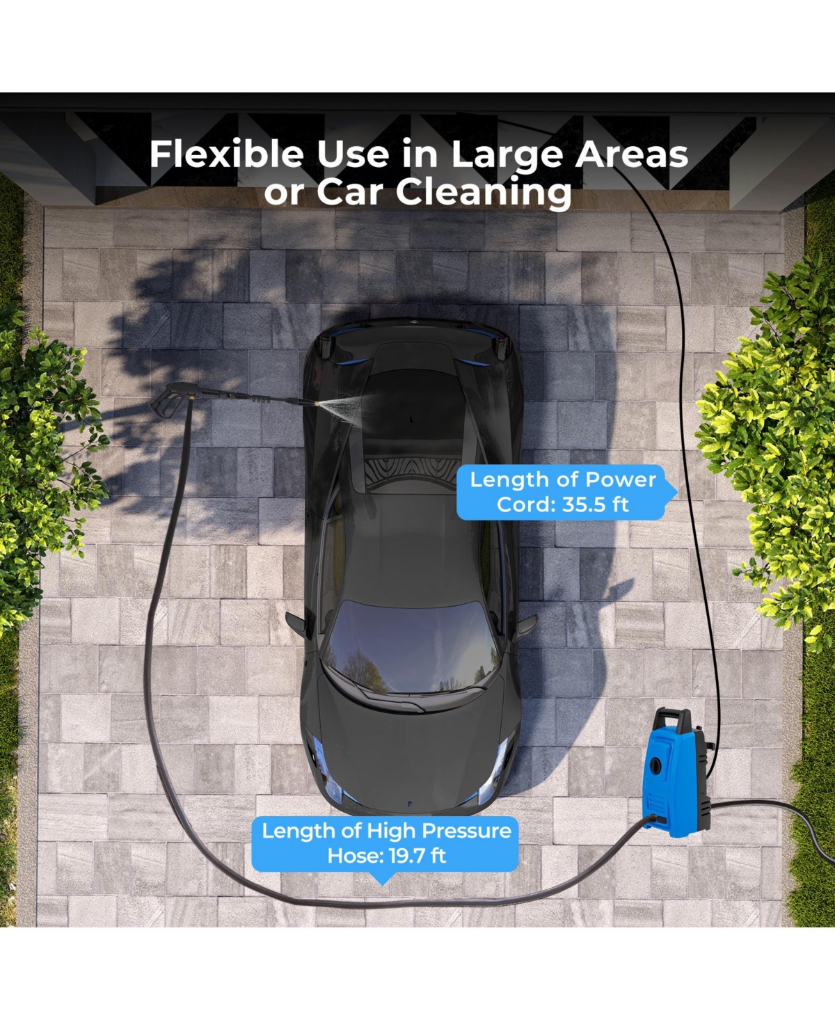 Sugift 1900 Psi 1.8 Gpm Electric Pressure Washer with 4 Quick Connect Nozzles