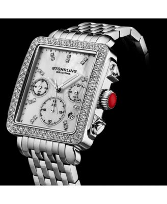 Womens 4083 Bezel Chronograph Watch with Mother of Pearl Dial and Silver Bracelet Watches