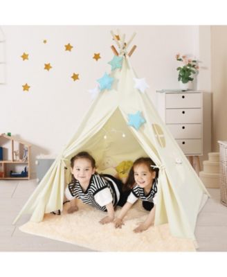 Kids Teepee Play Tent with Wooden Poles & Window