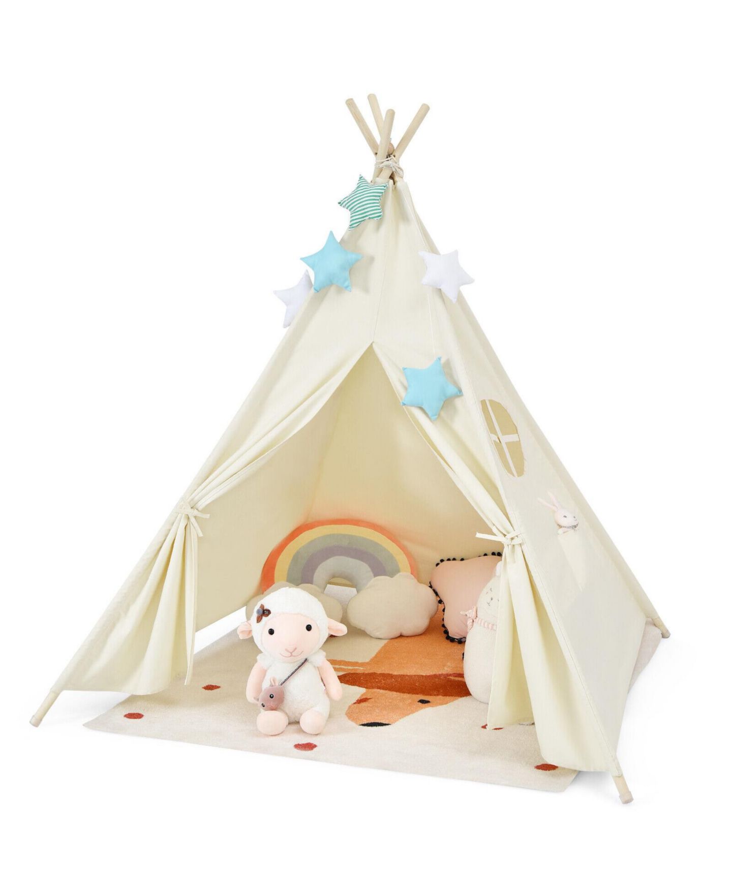 Детская игрушка SKONYON Window Wooden-Pole Play Tent, Ages 3+, цвет: Бежевый / Хаки — фото 1