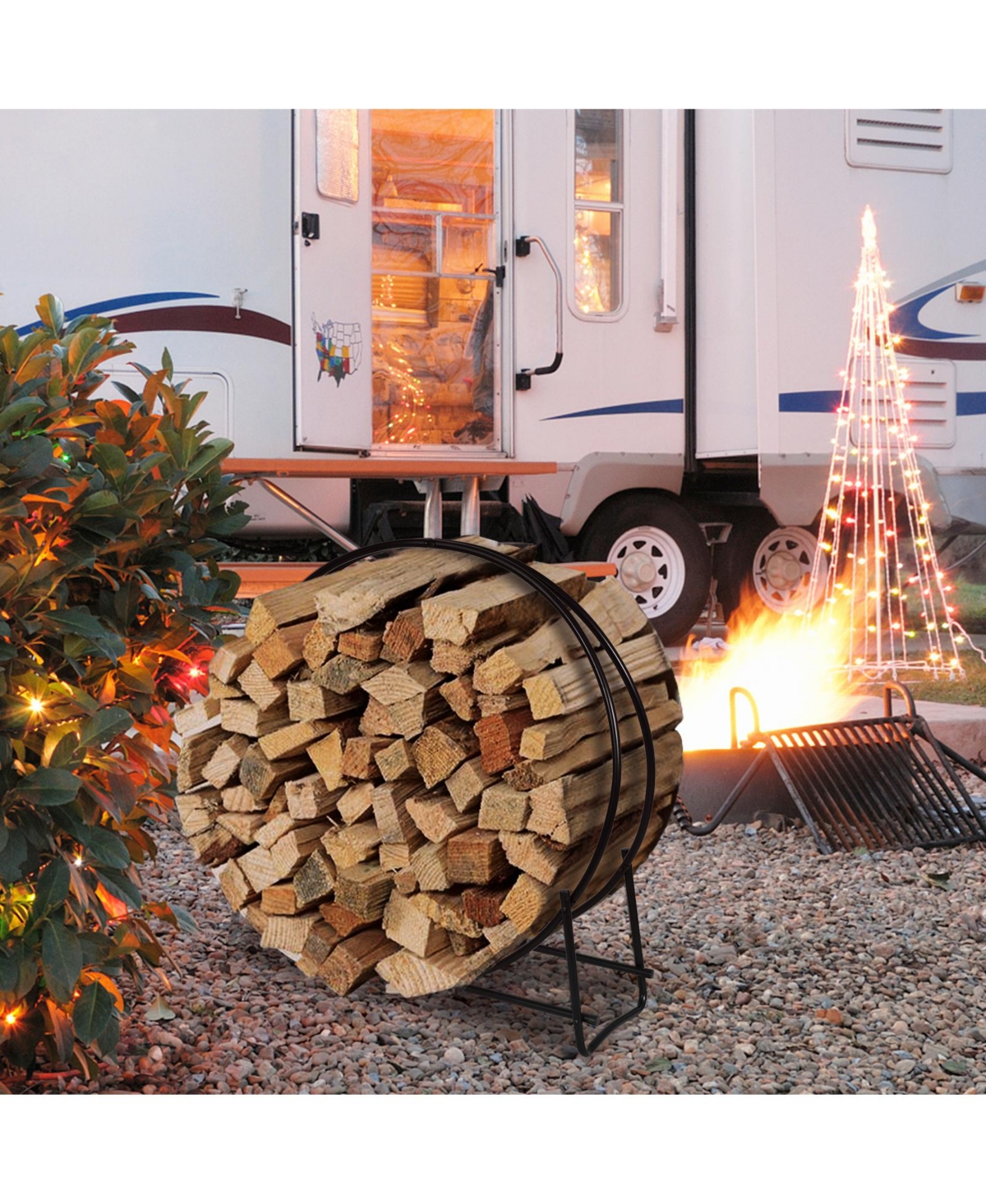 Sugift 40-inch Tubular Steel Firewood Storage Rack