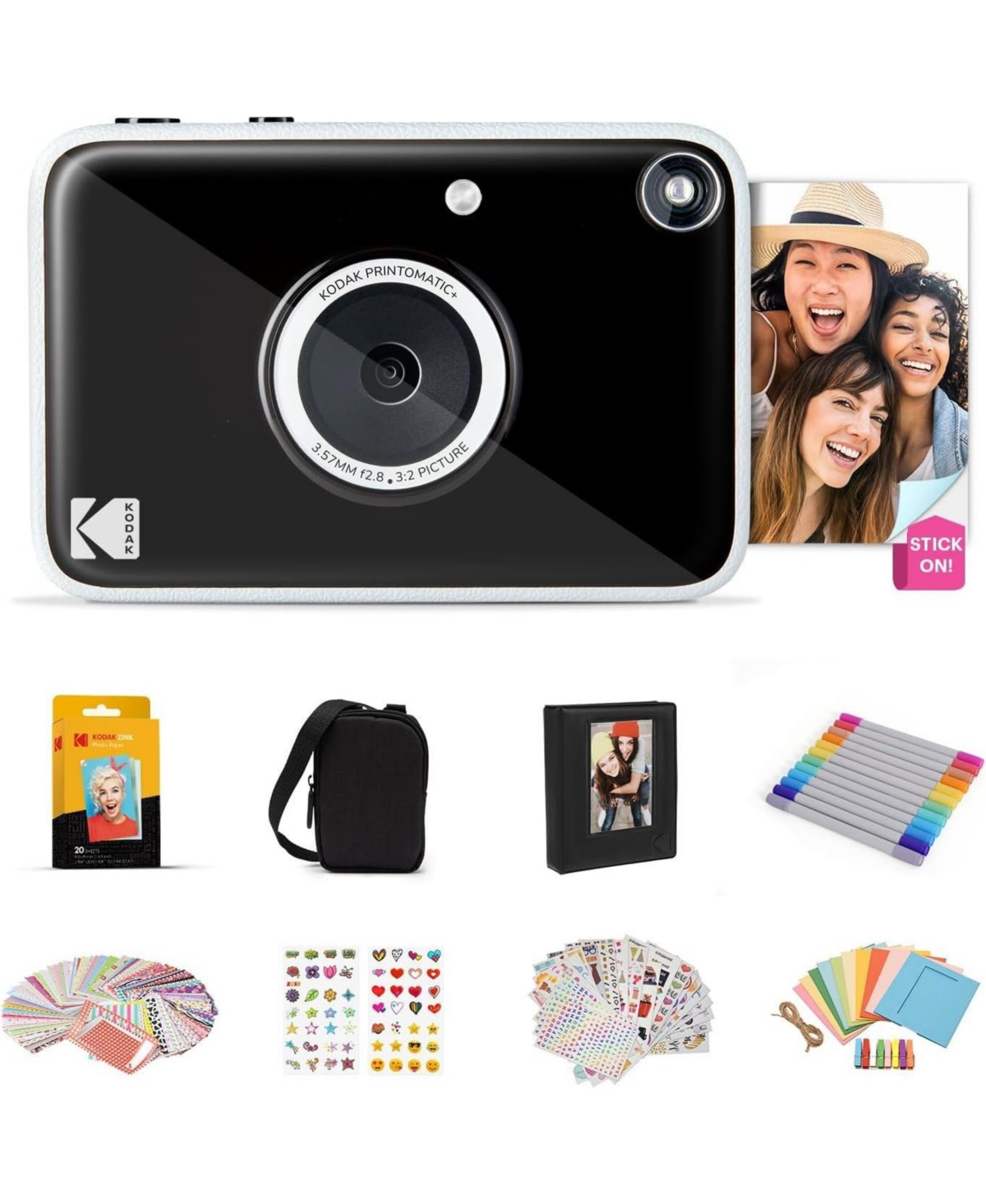 Kodak Printomatic+ Instant Camera Gift Bundle with Case, Zink Paper & Accessories