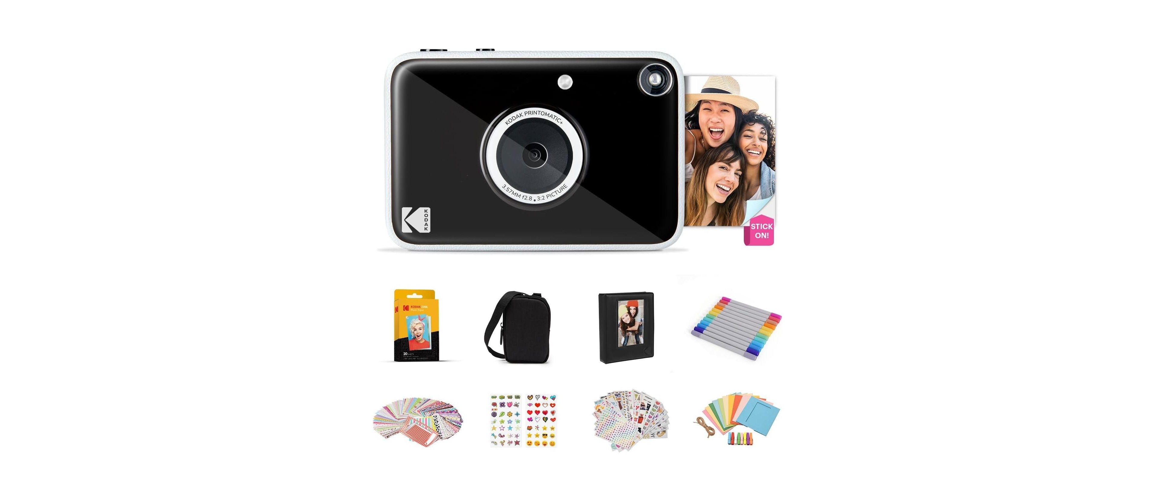 Kodak Printomatic+ Instant Camera Gift Bundle with Case, Zink Paper & Accessories