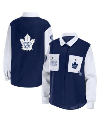 Women's Navy/White Toronto Maple Leaf's Color Block Button-Up Shirt Jacket