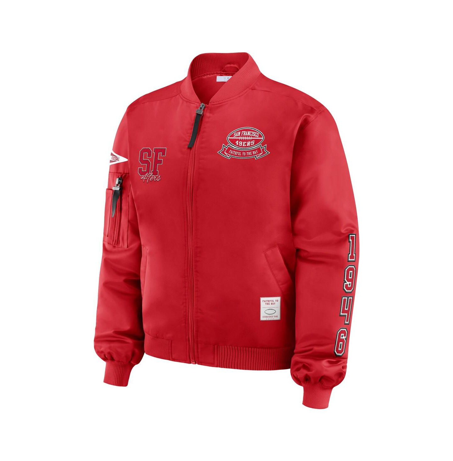 Женская куртка WEAR by Erin Andrews Scarlet San Francisco 49ers Patch Full-Zip Bomber — фото 2