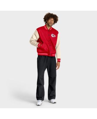 Men's Red/Cream Kansas City Chiefs Rewind Legacy Full-Snap Bomber Jacket