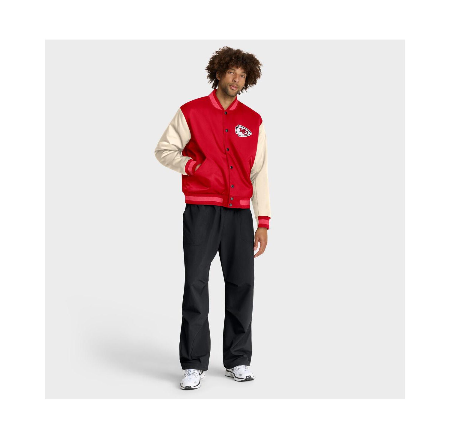 Men's Red/Cream Kansas City Chiefs Rewind Legacy Full-Snap Bomber Jacket