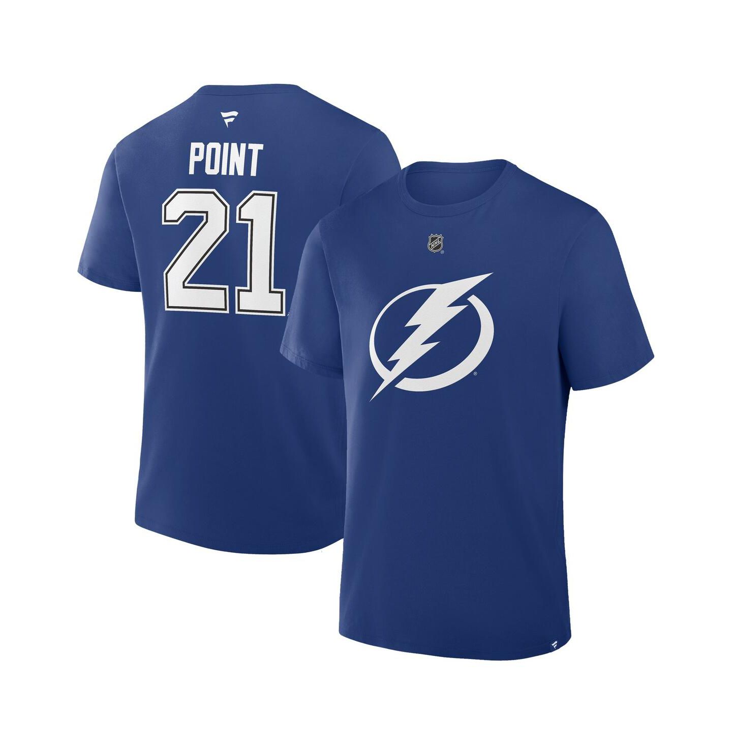 Мужская футболка Fanatics Brayden Point Blue Tampa Bay Lightning Authentic Stack Name & Number — фото 1