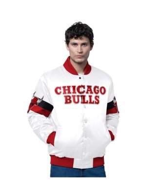 Men's White Chicago Bulls Triple Option Varsity Full-Snap Satin Jacket