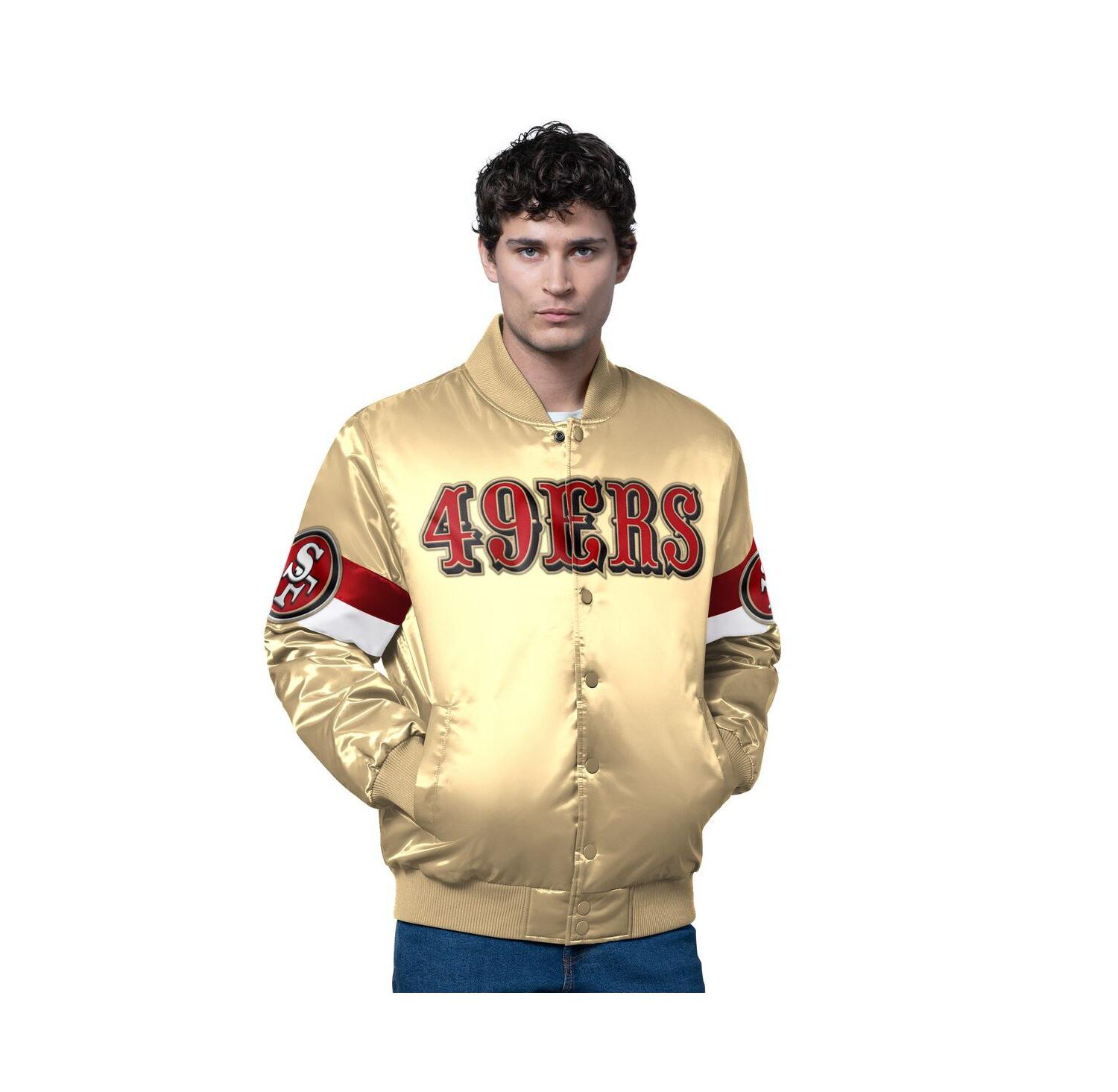 Men's Gold San Francisco 49ers Triple Option Full-Snap Varsity Jacket