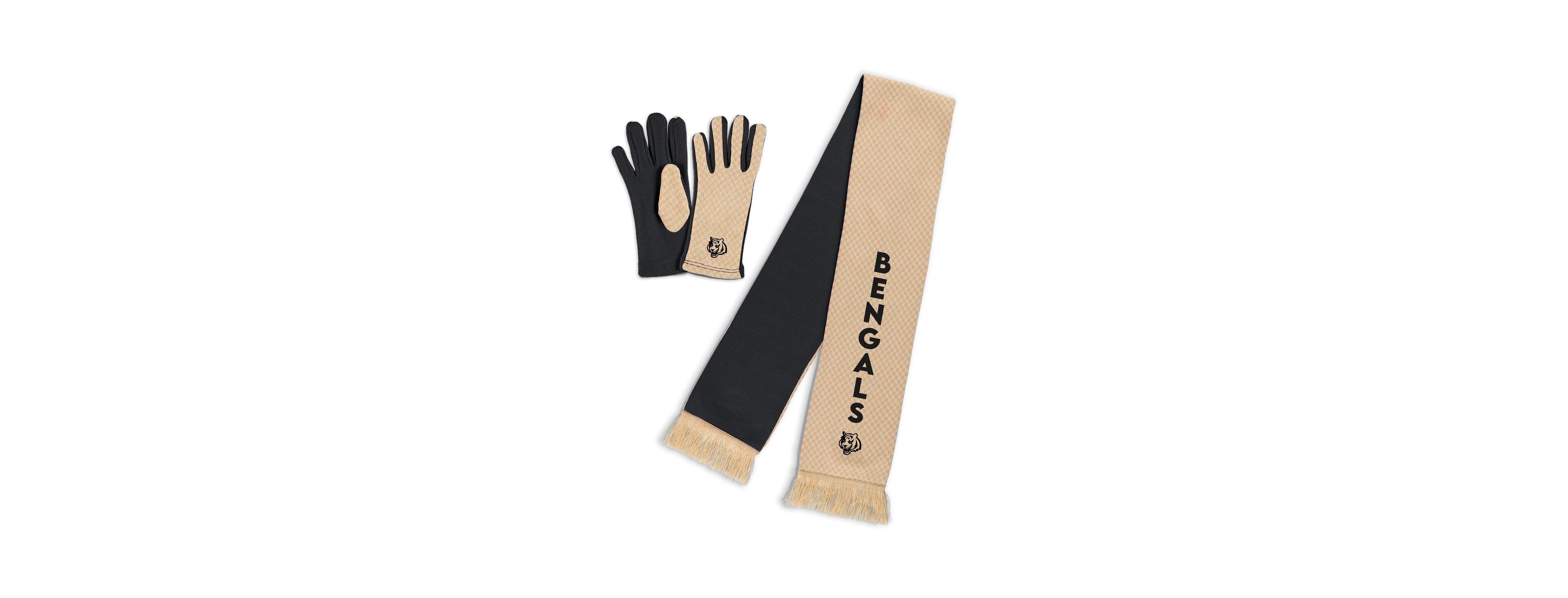 Wear by Erin Andrews Women's Cincinnati Bengals Tonal Microcheck Scarf Glove Set