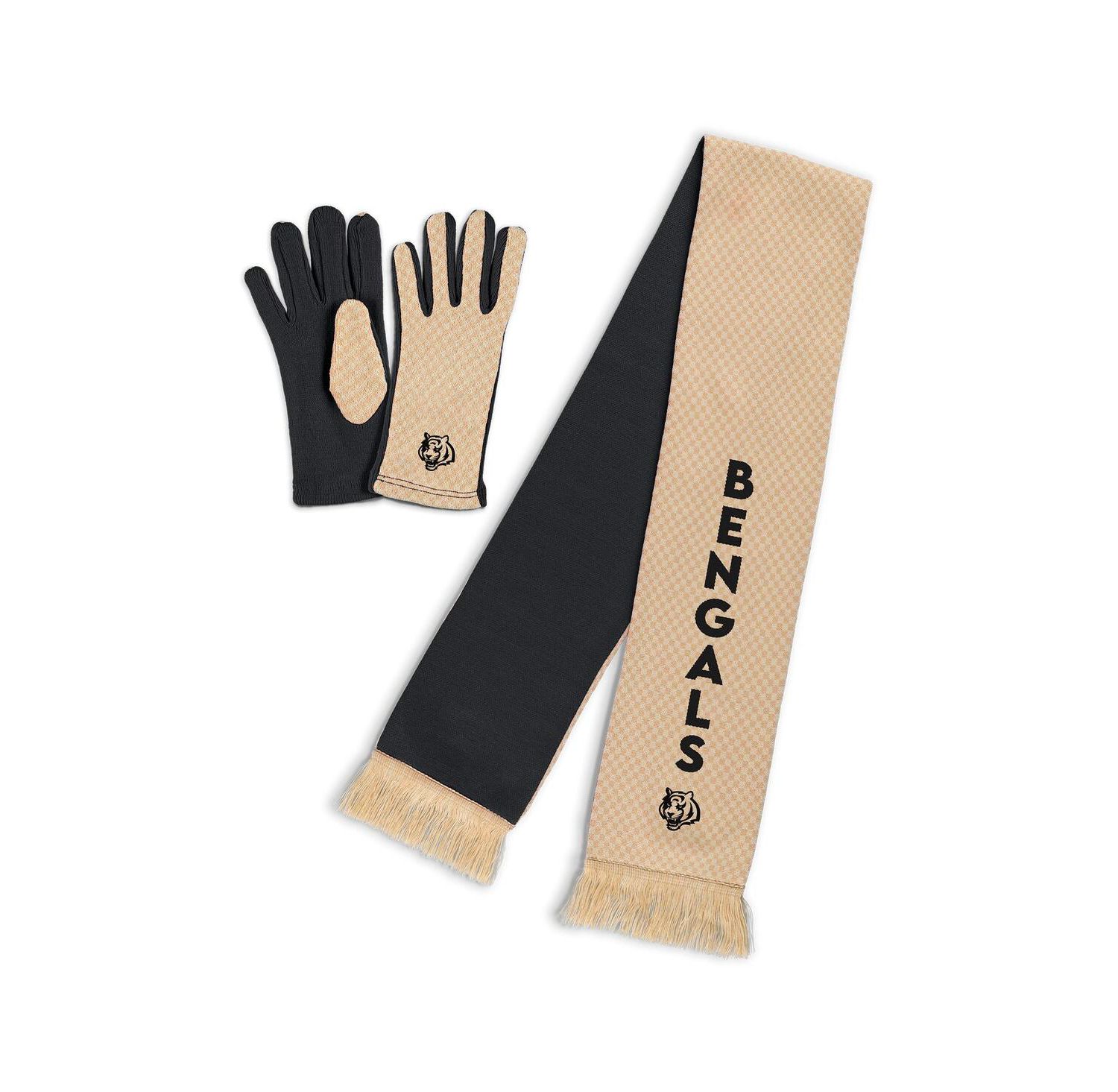 Women's Cincinnati Bengals Tonal Microcheck Scarf Glove Set