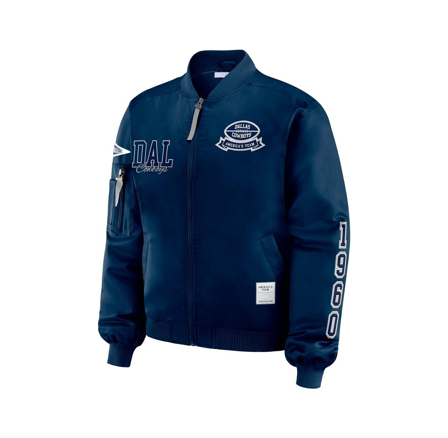Women's Navy Dallas Cowboys Patch Full-Zip Bomber Jacket