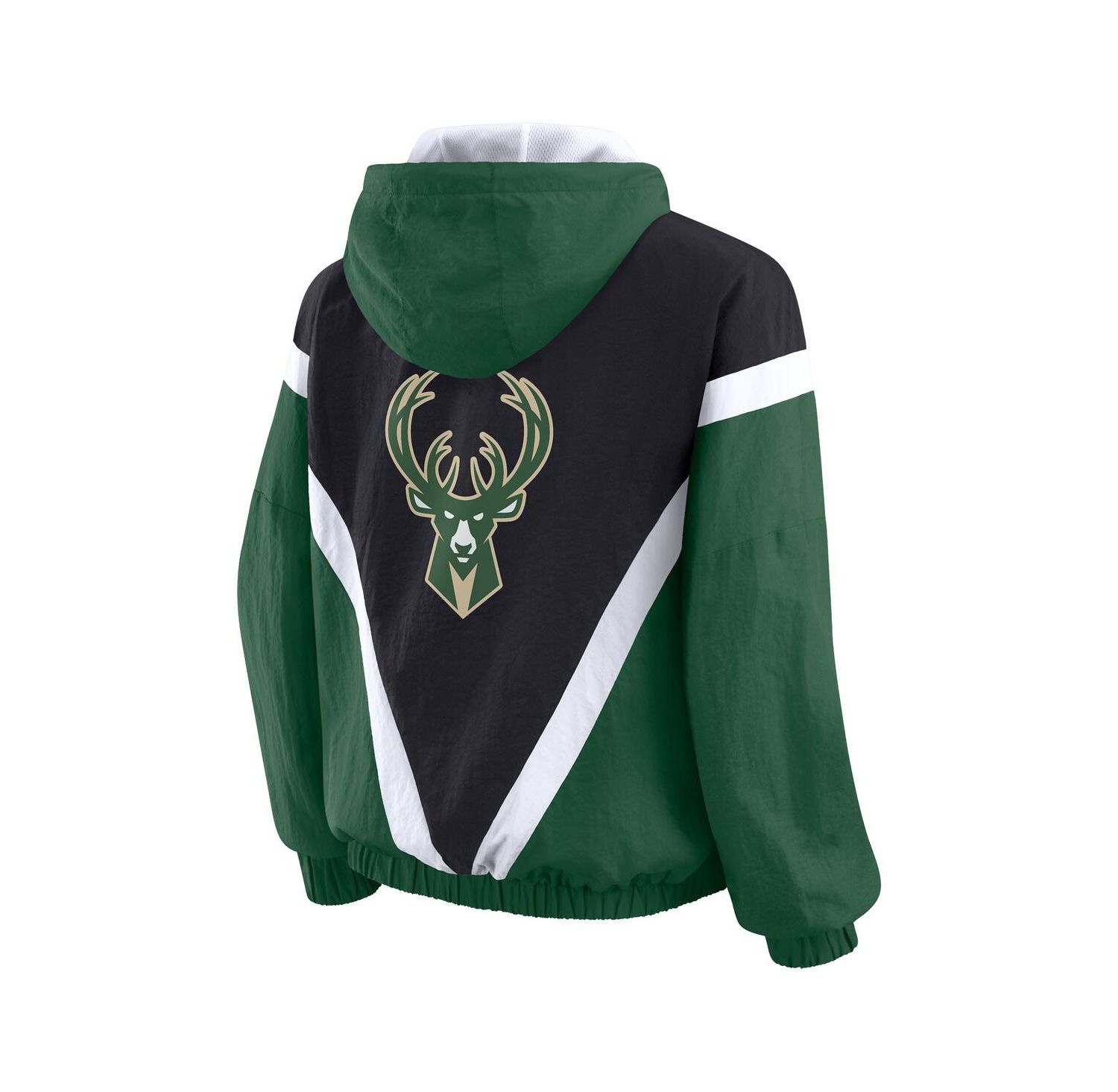 Women's Black/Hunter Green Milwaukee Bucks Color Block Full-Zip Hoodie Windbreaker Jacket