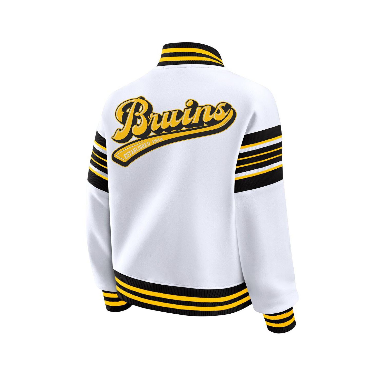 Women's White/Gold Boston Bruins Full-Snap Fleece Sweatshirt Jacket