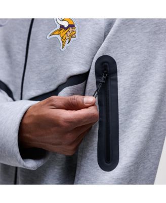 Men's Heather Gray Minnesota Vikings Tech Fleece Full-Zip Windrunner Hoodie