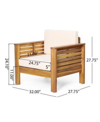 Streamdale Acacia Wood Club Chairs With Cushions, Teak+Beige