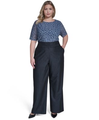 Plus Size Wide-Leg Mid Rise Pants